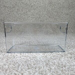 Slim Clear Plastic Stackable Storage Bin 10x4x5 Organizer with Handles